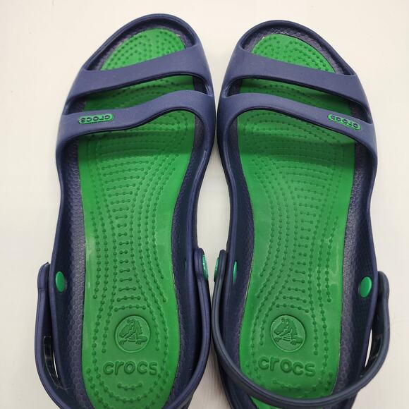 Crocs Sexi Strappy Sandal Navy Green Women’s W10 Lightweight Water Shoe - Picture 3 of 8